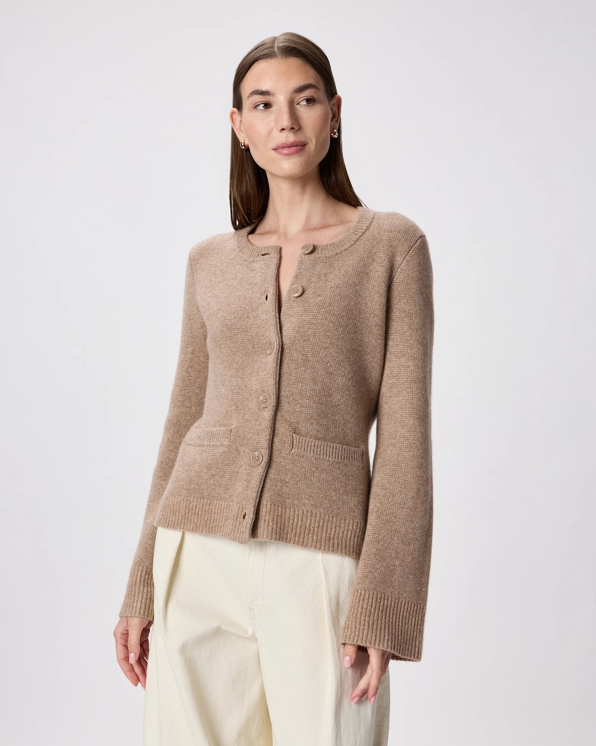 Quince | Women's Mongolian Cashmere Structured Cardigan Sweater in Brown, Size XL