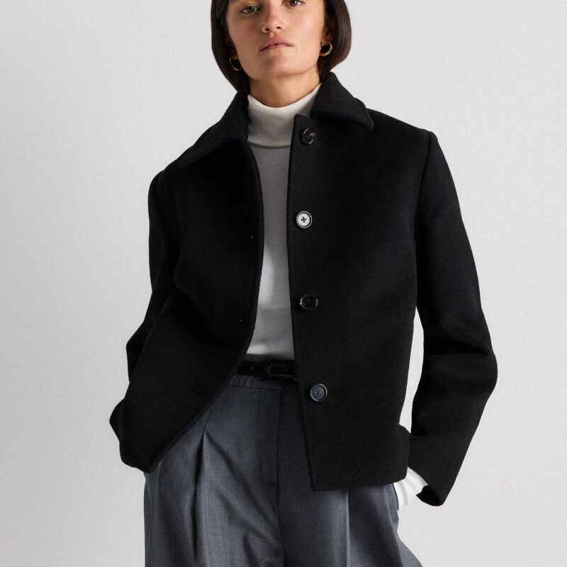 Quince | Women's Wool Cashmere Short Coat in Caramel, Size Medium