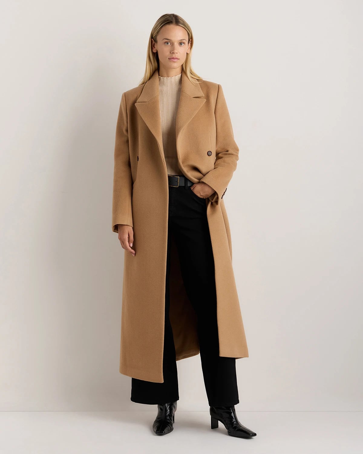 Quince | Women's Wool Cashmere Tailored Coat in Winetasting, Size Large