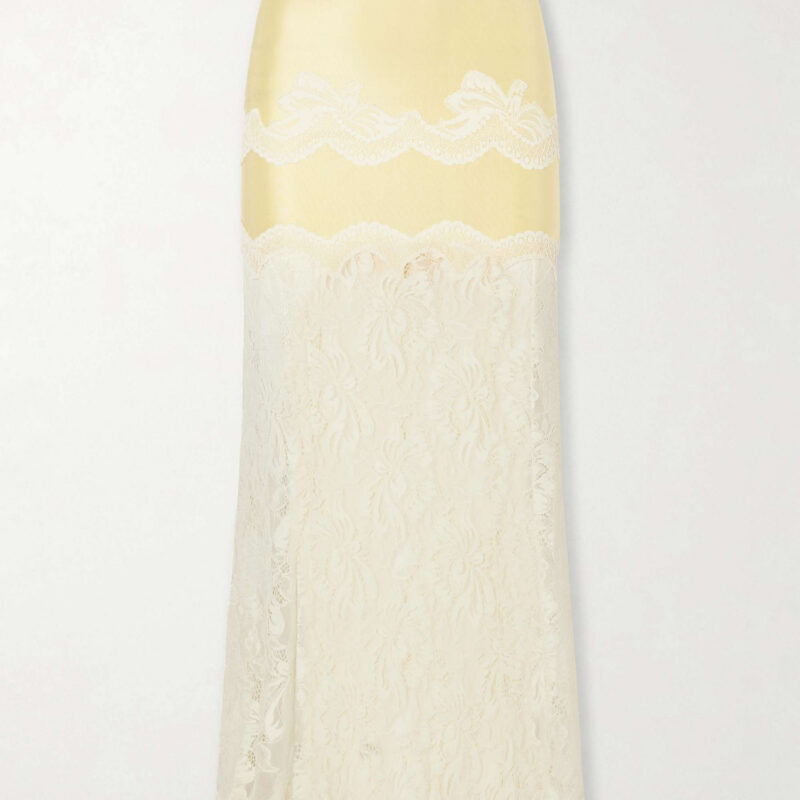 RABANNE - Satin Jersey Lace Trimmed Maxi Skirt