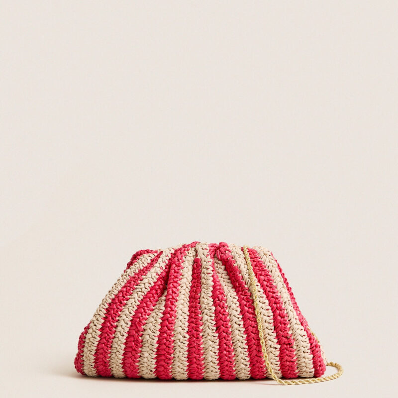 Red and Natural Crochet Striped Bailey Clutch Loeffler Randall