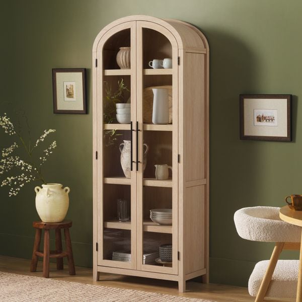Red Barrel Studio Sitarski 76" H X 30" W Modern Arched Standard Bookcase With Glass Doors & Reviews