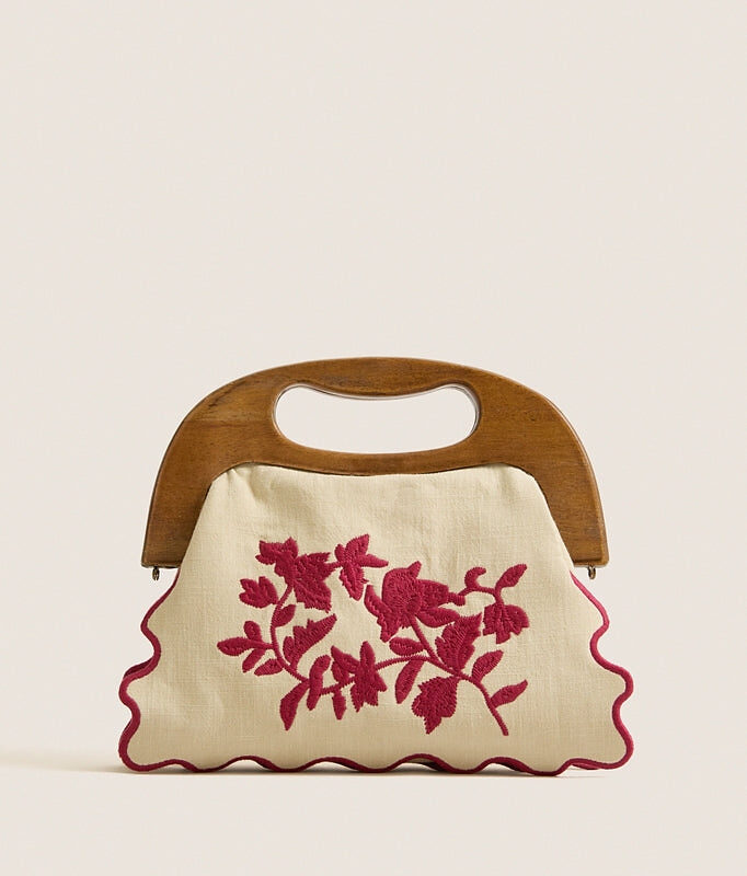 Red Floral Bermuda Wooden Handle Bag Tuckernuck Accessories