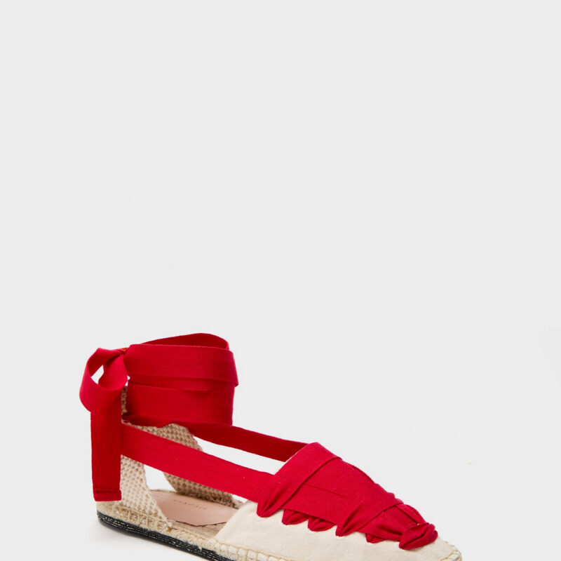 Red Lace-Up Natural Canvas Wilson Espadrilles Loeffler Randall