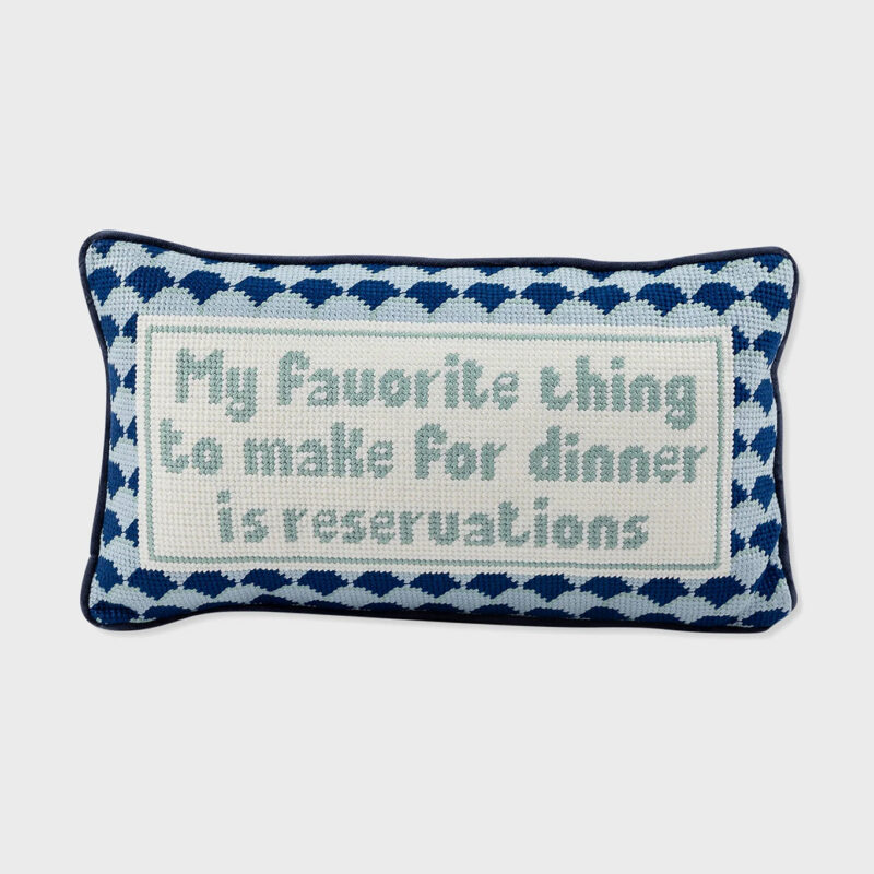 Reservations Needlepoint Pillow Furbish Studio