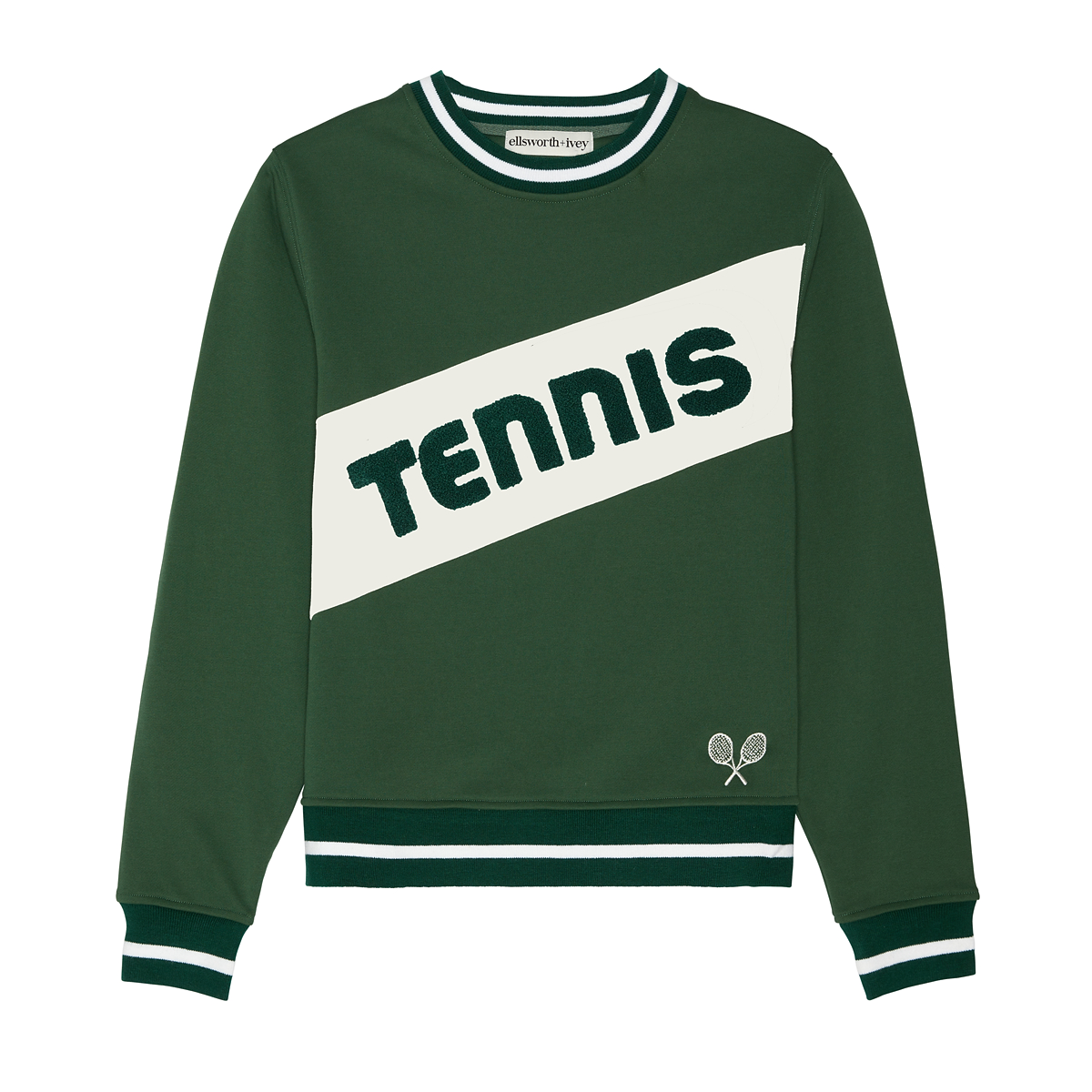 Retro Block Tennis Sweatshirt in Green ellsworth+ivey