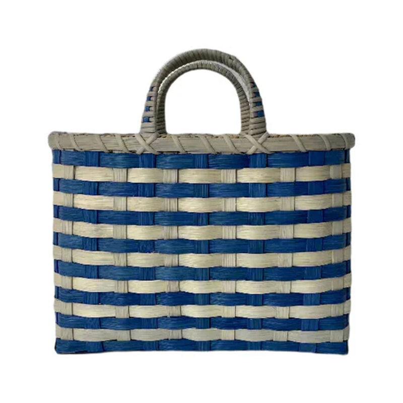 Retro-Travel Tote in Royal Blue & Grey Underwater Weaving Studio