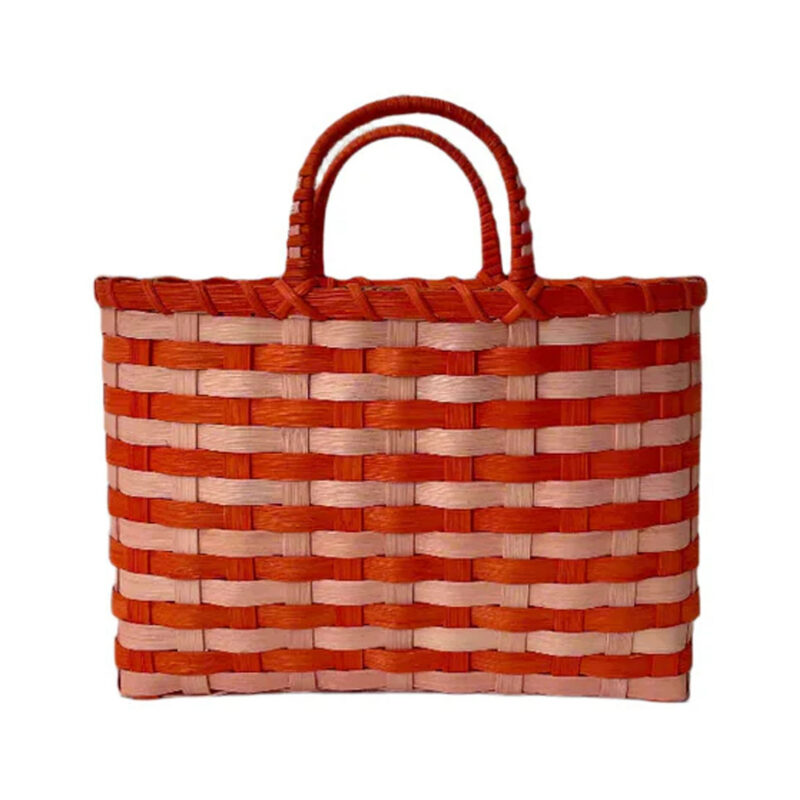 Retro-Travel Tote in Tiger Lily & Coral Underwater Weaving Studio