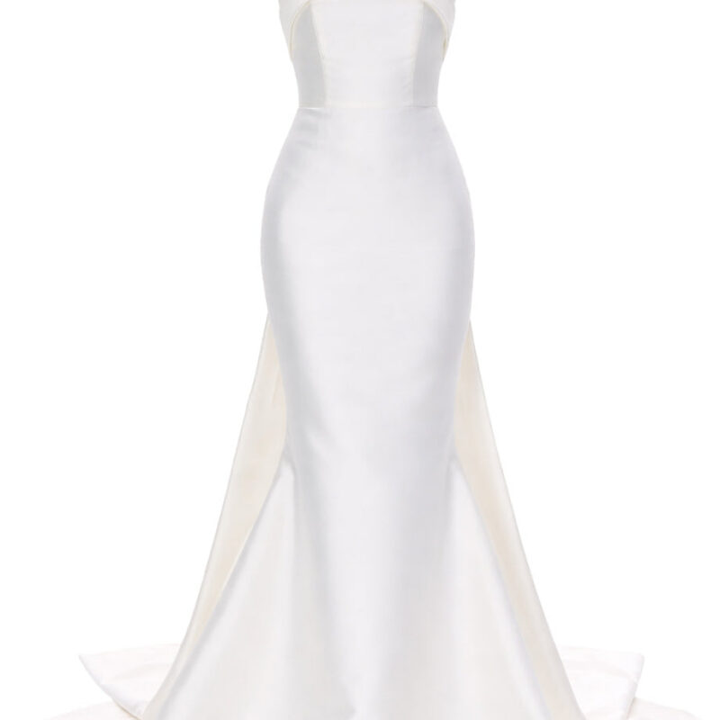 Romina Silk and Wool Mermaid Gown with Detachable Bow Train Alexia Maria Collection