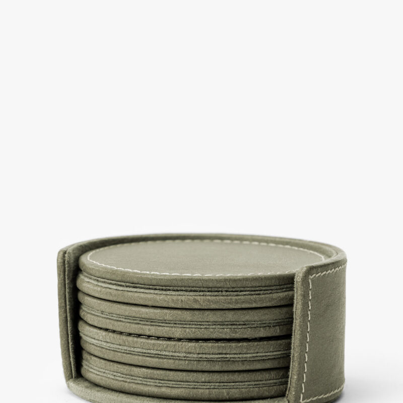 Sage Leather Coasters (Set of 8) McGee & Co