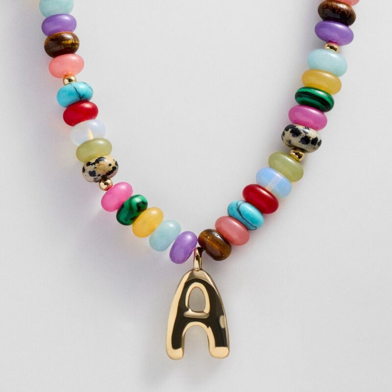 Semi-Precious Bubble Initial Necklace - Multi BaubleBar