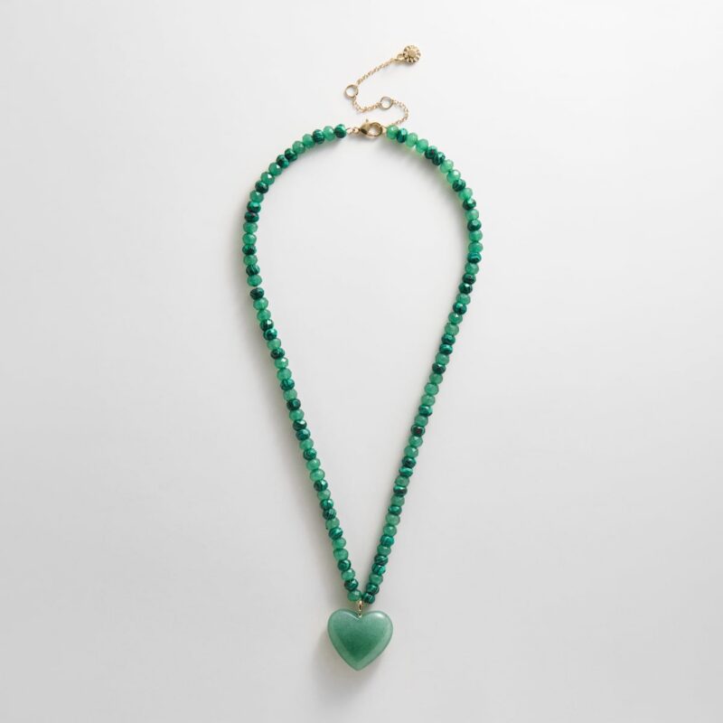 Semi-Precious Heart Necklace - Light Jade/Malachite BaubleBar