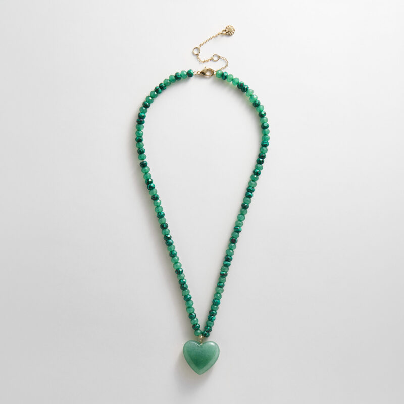 Semi-Precious Heart Necklace - Light Jade/Malachite BaubleBar