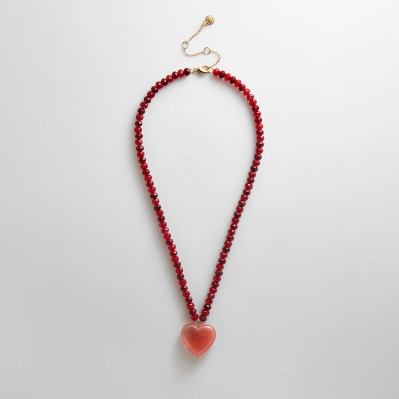 Semi-Precious Heart Necklace - Strawberry/Cherry Quartz BaubleBar