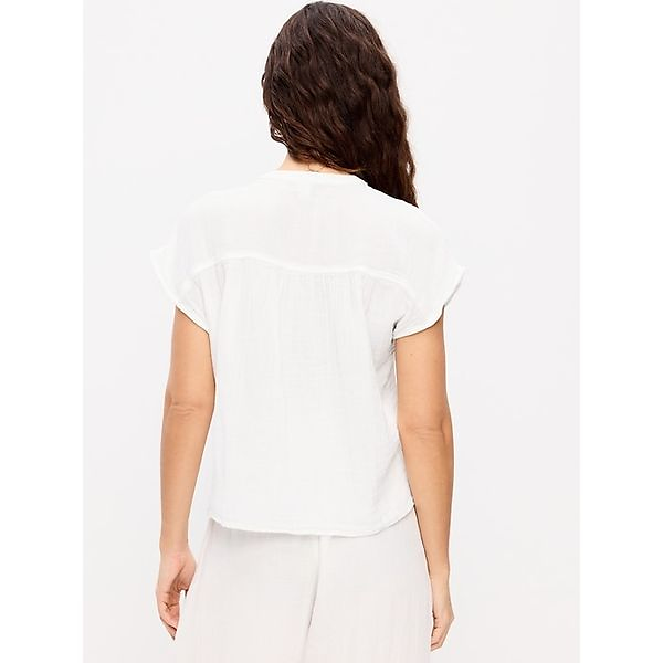 Short-Sleeve Crinkle Gauze Popover Top Old Navy