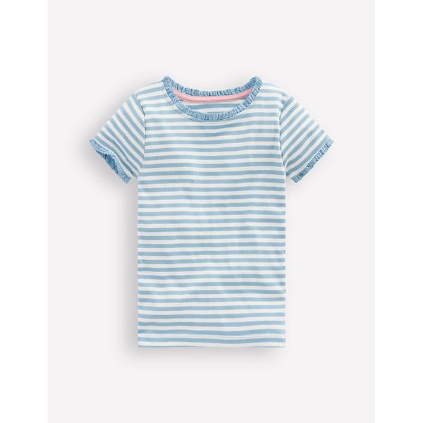 Short Sleeve Ribbed T-shirt-Glacier Blue Stripe Boden US