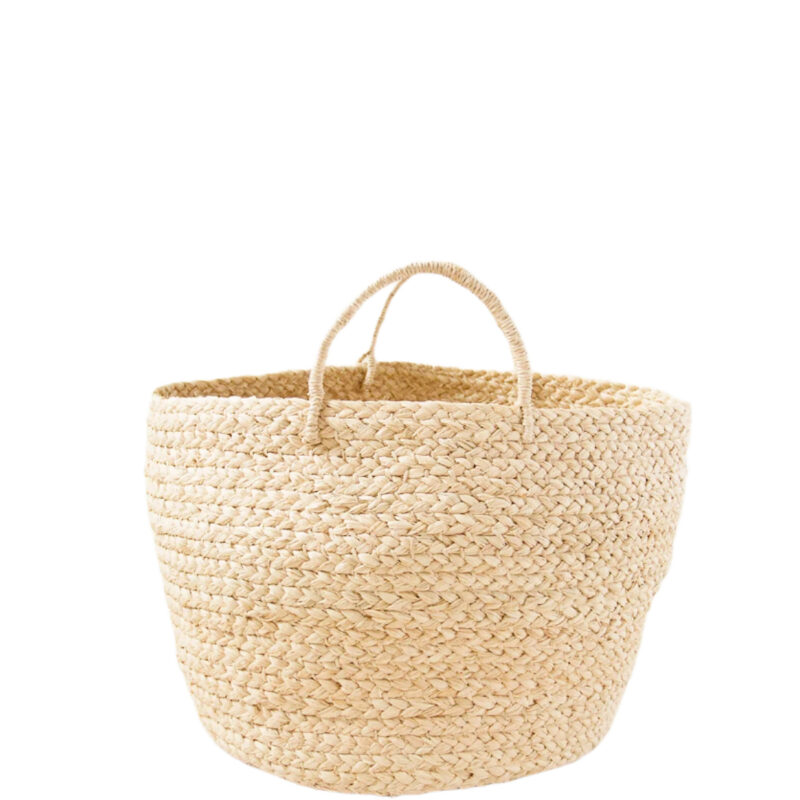 Small Braided Raffia Basket Natural Indego Africa
