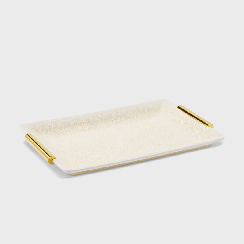 Small Cream Shagreen Vanity Tray AERIN