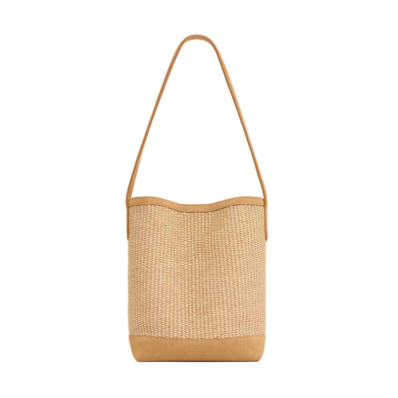 Small Everyday Cabas in Natural Raffia/Budino Suede Mansur Gavriel