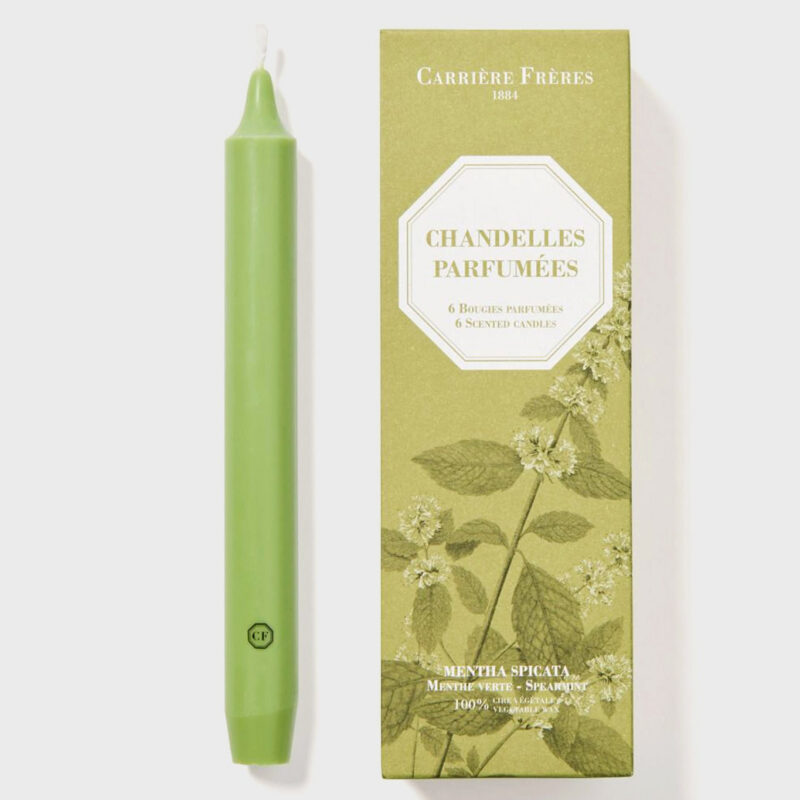 Spearmint Scented Taper Candles (Set of 6) Carriere Freres
