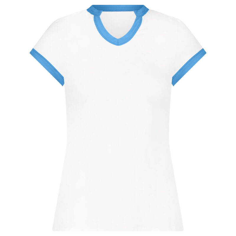 Stacy Tee in Bright White with Blue Trim Club and Court
