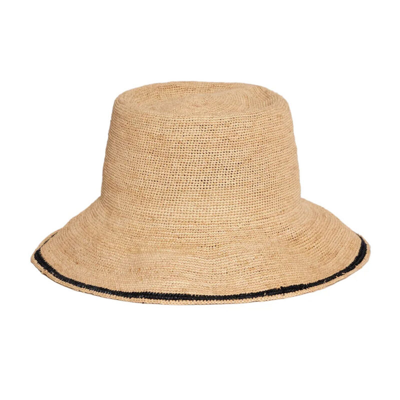 Stripe Modern Crochet Bucket in Natural/Black Hat Attack