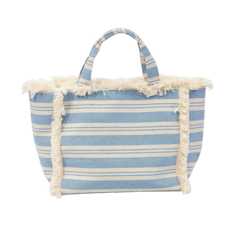 Striped Canvas Beachy Tote in Blue Stripe Hat Attack