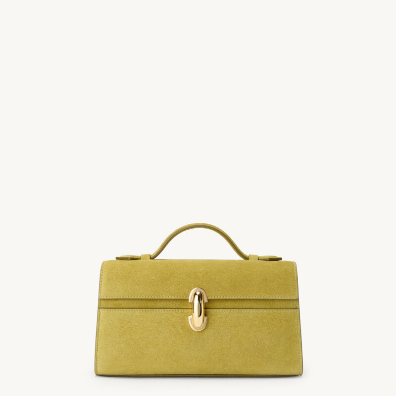 Symmetry Pochette In Suede Chartreuse 1 Savette