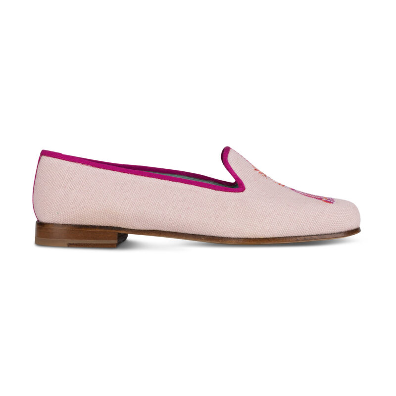 Tassel Blush Linen Slippper Stubbs & Wootton