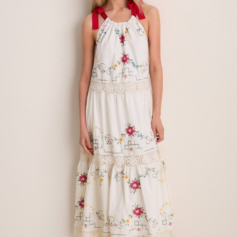 Tea Rose Embroidery Lina Midi Dress Love the Label