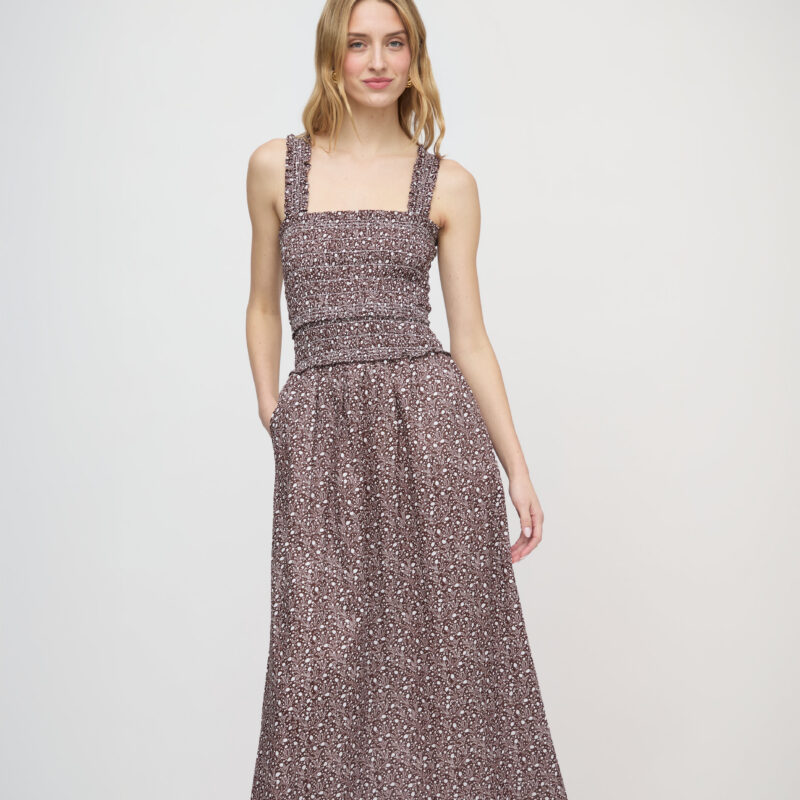 The Azalea Maxi Nap Dress - Chocolate Ditsy Thistle Hill House