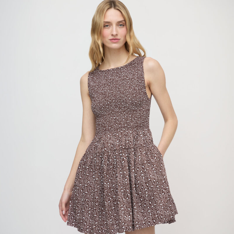 The Cosima Mini Nap Dress - Chocolate Ditsy Thistle Hill House