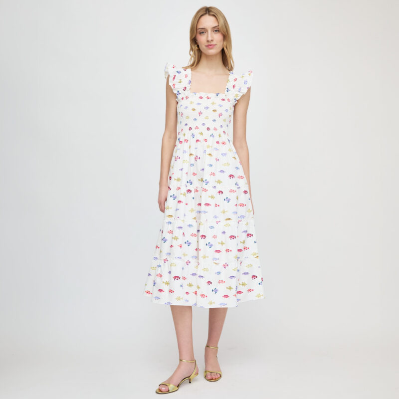 The Ellie Nap Dress - White Rainbow Fish Hill House