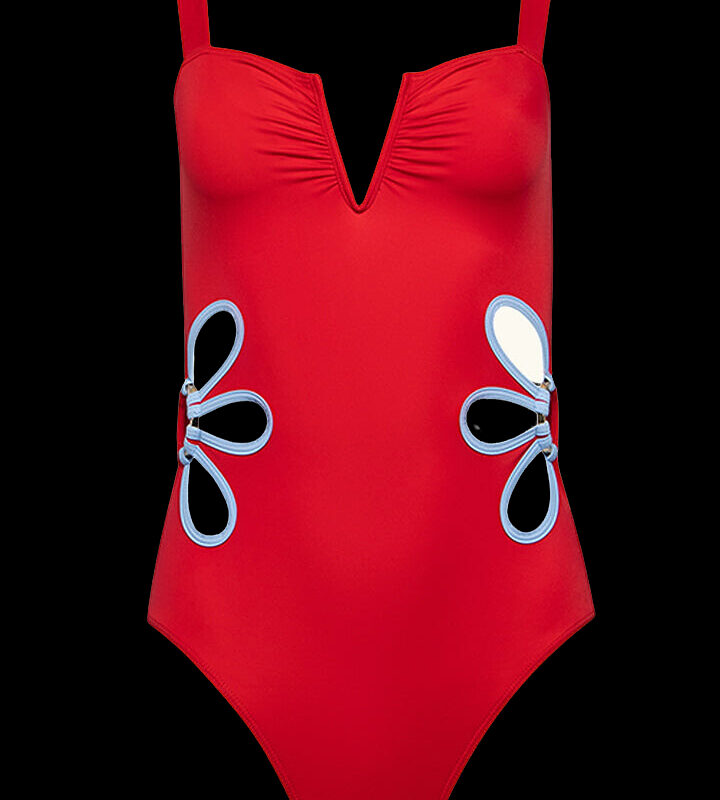 The Flora One-Piece in Poppy & Blue