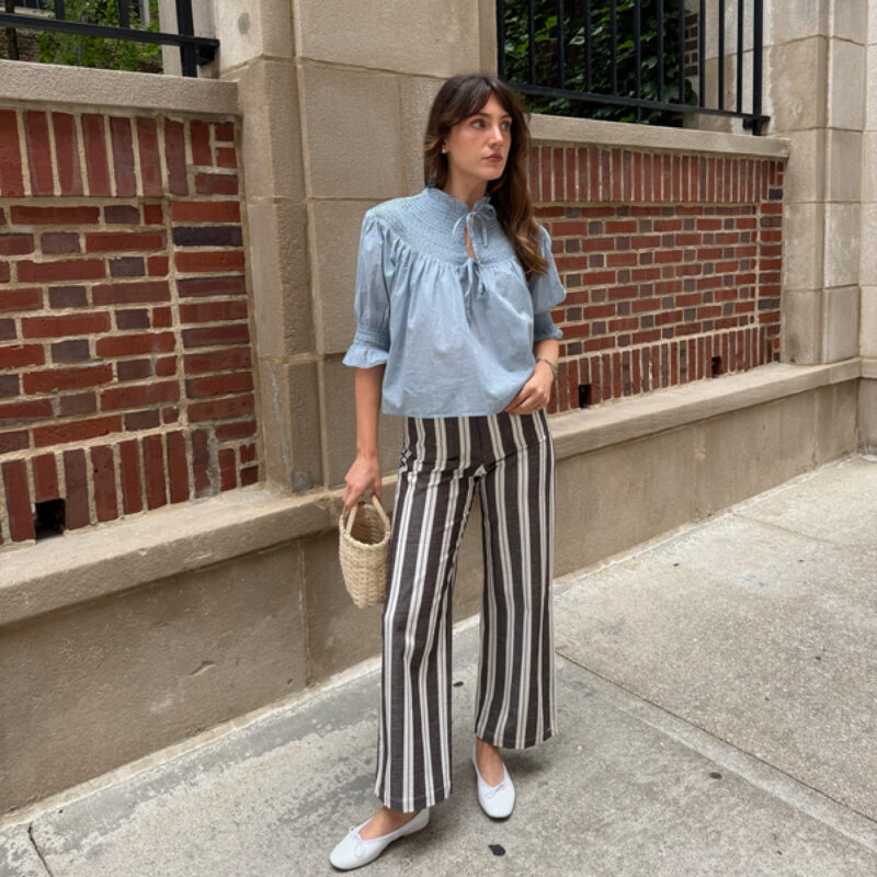 The Mindy Pant - Coln Ticking Stripe Chocolate Hill House