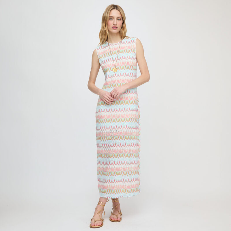 The Taytum Dress - White Multi Smooth Shimmer Knit Hill House