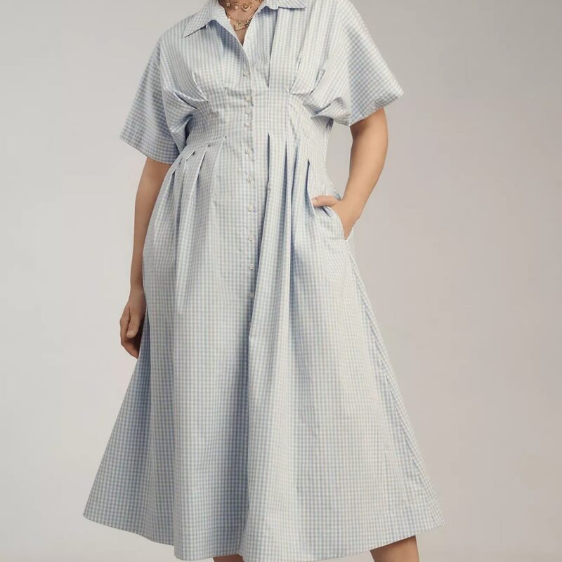 The Tobie Button-Front Pleated Shirt Dress