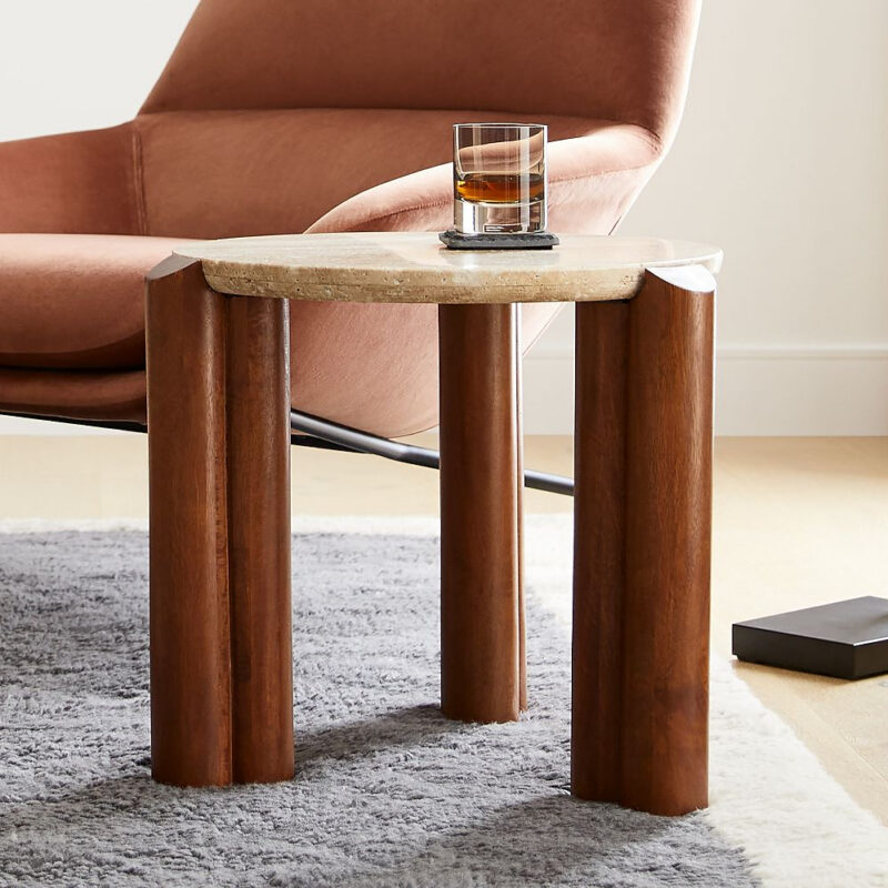 Travertine Side Table (22.75")