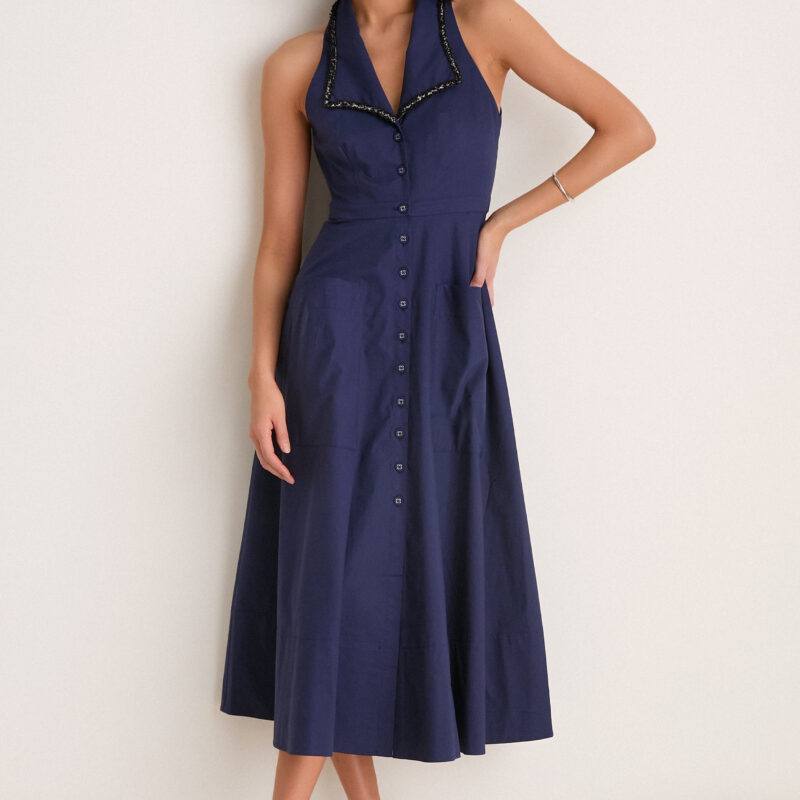 True Navy Jessica Midi Dress Saloni