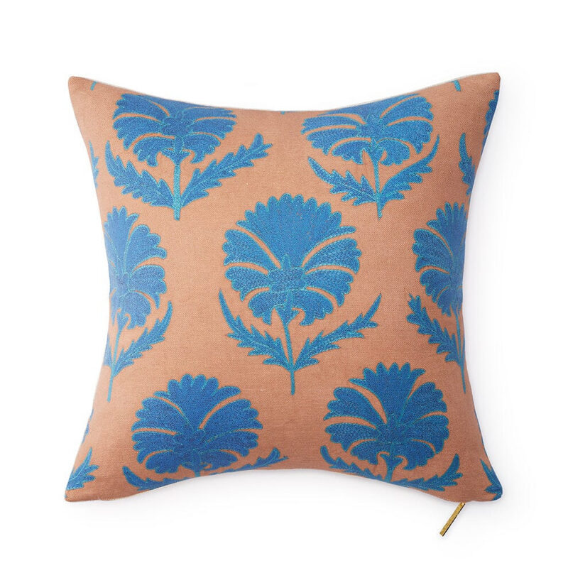Turquoise Daisy Suzani Pillow St. Frank