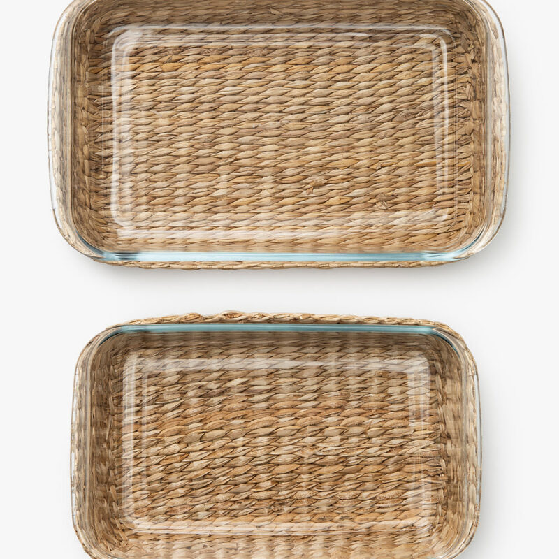 TWO'S COMPANY - Glass Baking Dishes With Hand Woven Lattice Set Of 2 McGee&Co