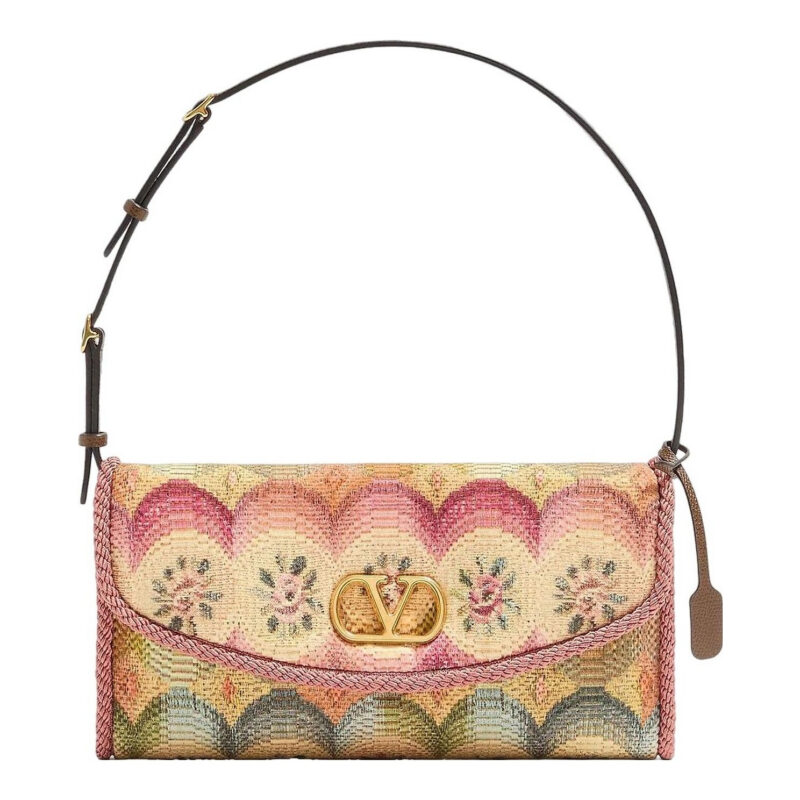 VALENTINO GARAVANI - Devain Small Shoulder Bag in Jacquard Apres L'Hiver Fabric