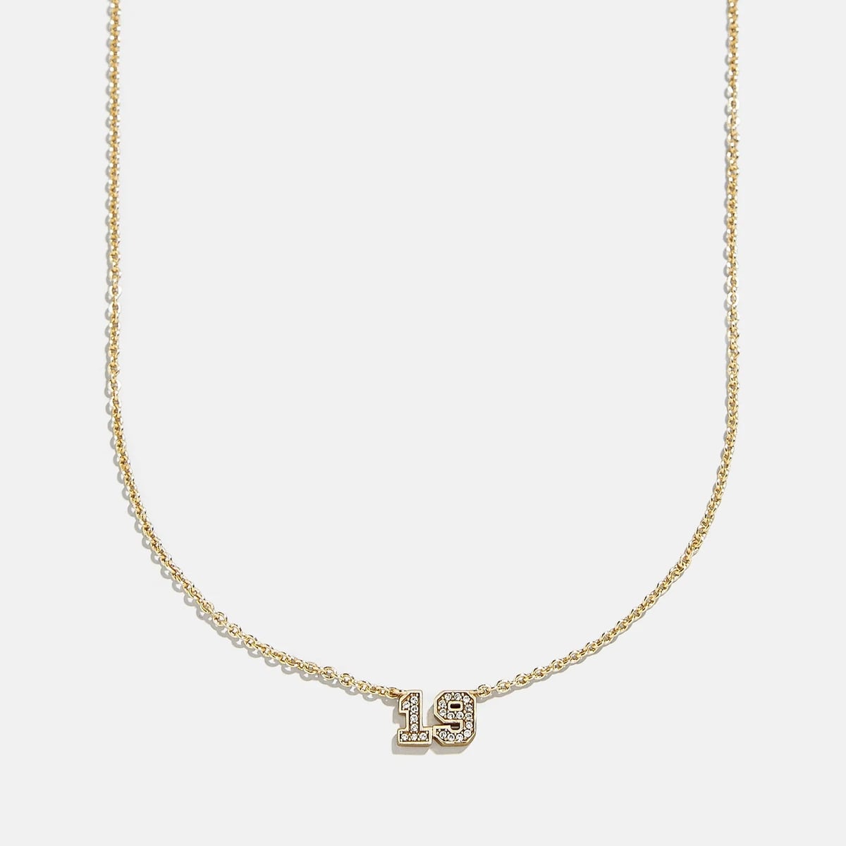 Varsity Gold/Pavé Number Custom Necklace - One Gold Station BaubleBar