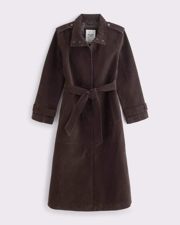 Vegan Suede Long Trench Coat