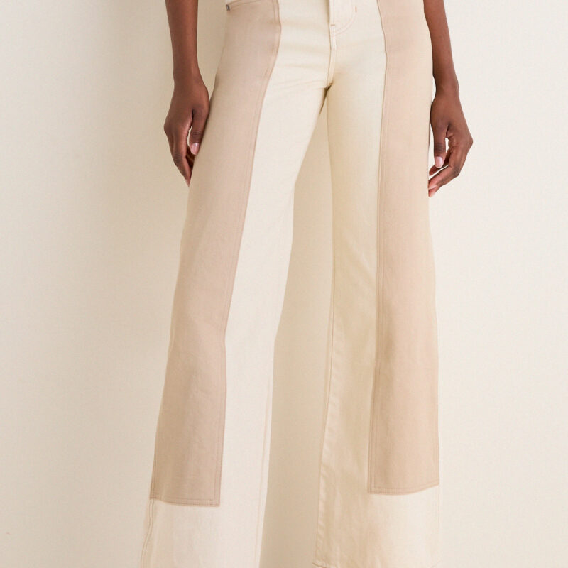 VERONICA BEARD | Taylor High-Rise Wide-Leg Jeans - Ecru And Stone Khaki Tuckernuck
