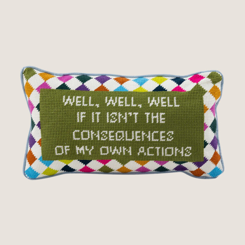 Well Well Well Needlepoint Pillow Furbish Studio