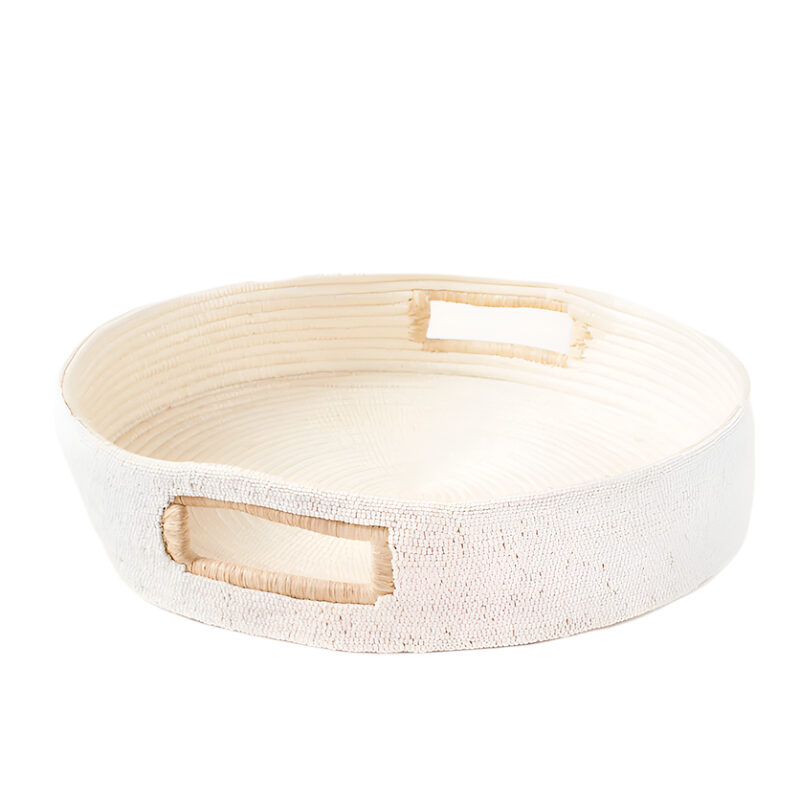White Beaded Handle Tray Indego Africa