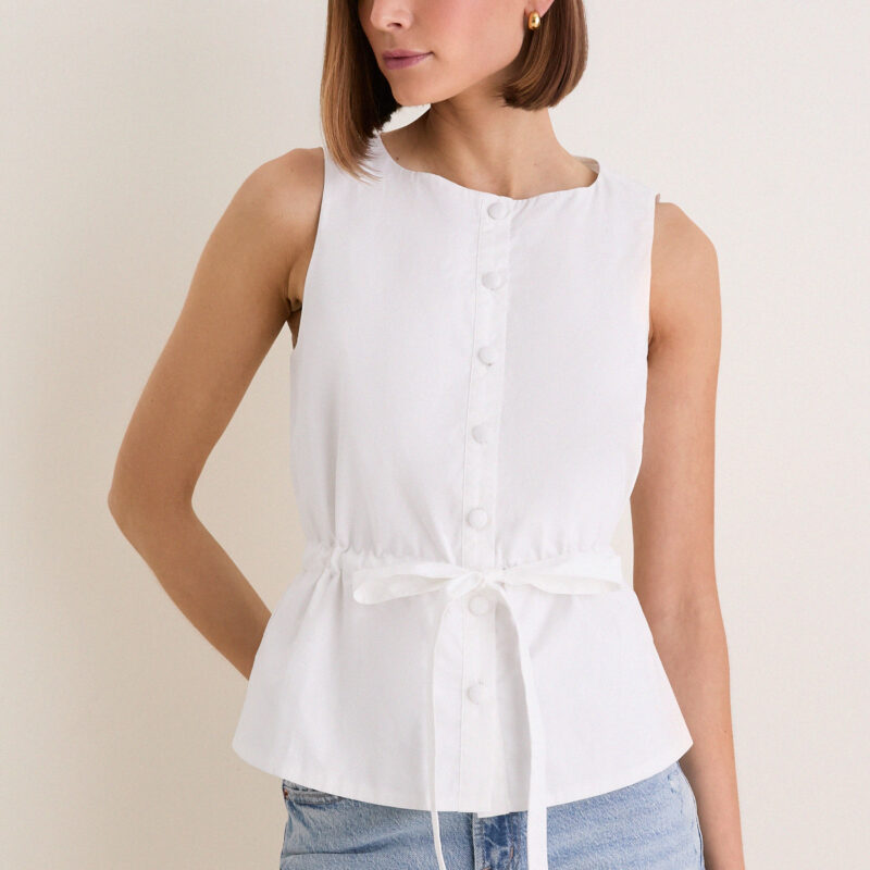 White Cotton Poplin Francoise Top