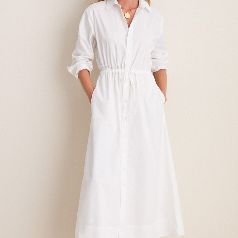 White Cotton Poplin Julien Shirt Dress