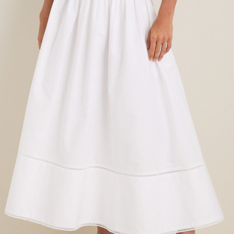 White Cotton Poplin Nicole Circle Skirt
